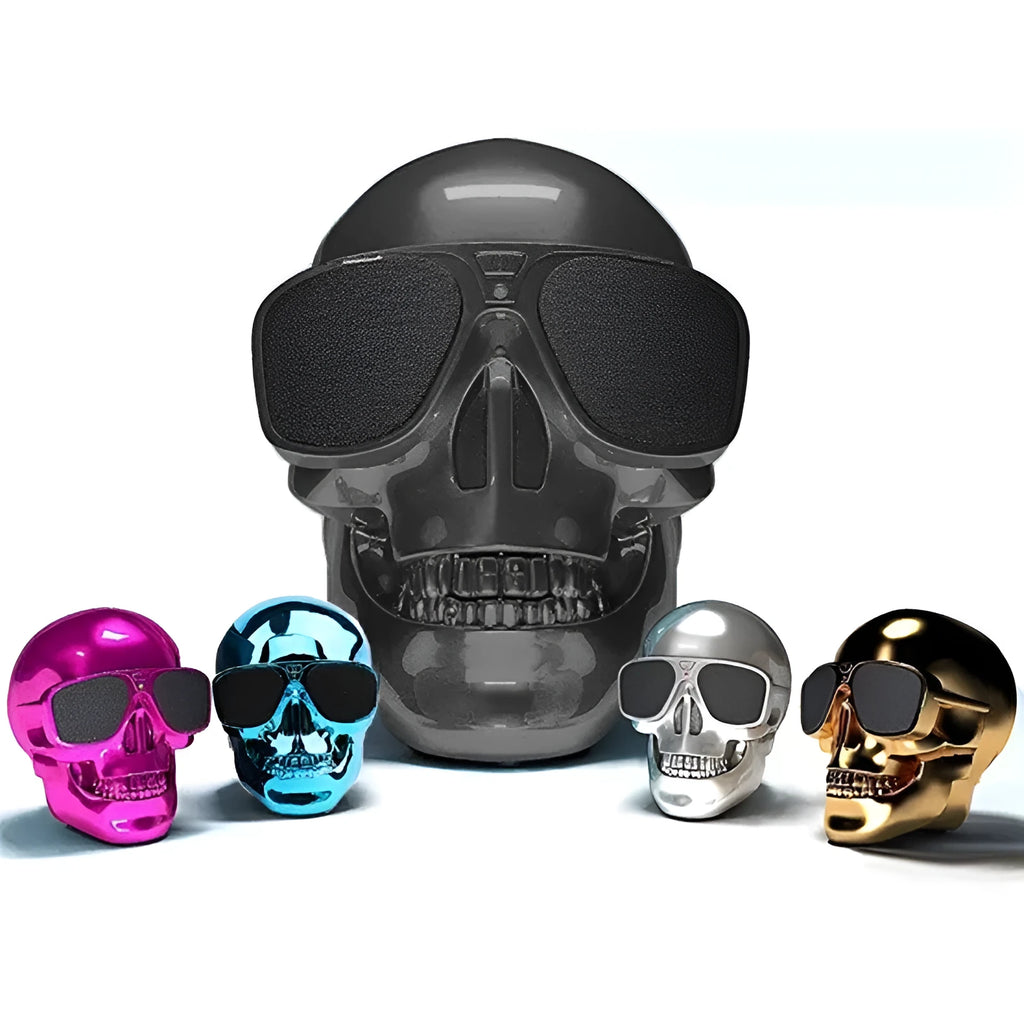 Limited edition skull-shaped wireless Bluetooth speaker in multiple colour options