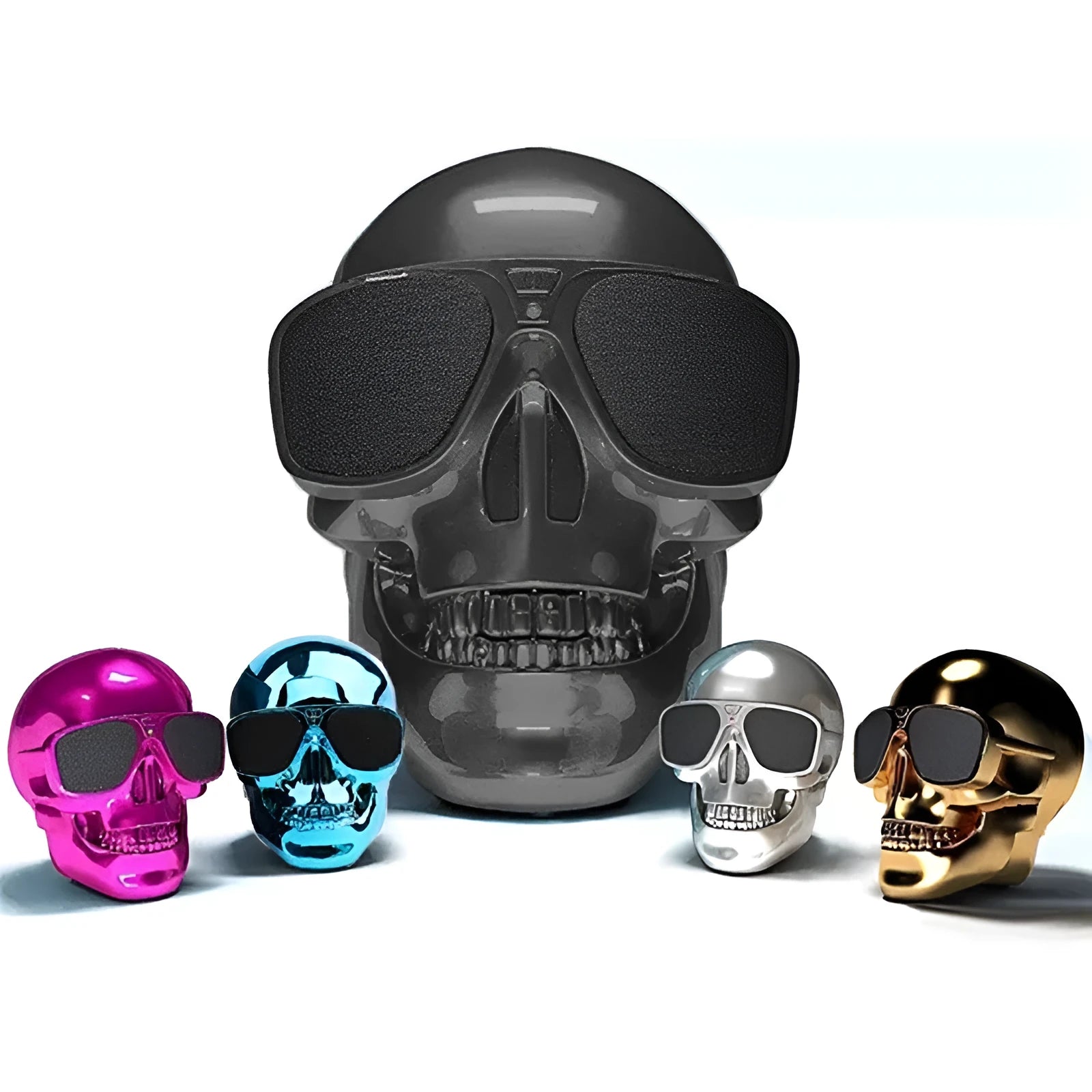 Limited edition skull-shaped wireless Bluetooth speaker in multiple colour options