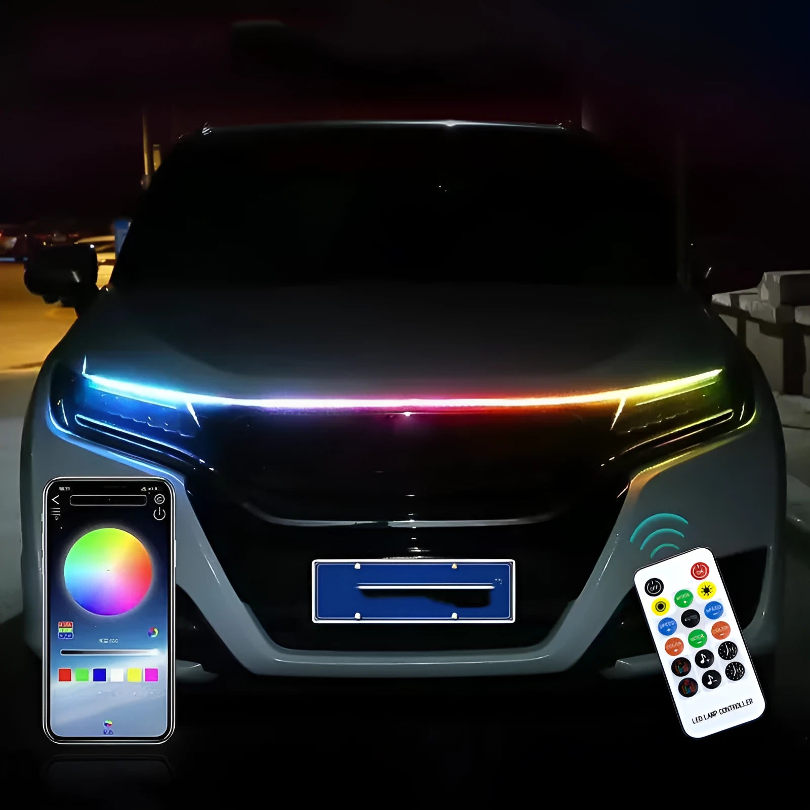 PVC and LED automotive light strip for GM car engine cover installation in various lengths and colours.
