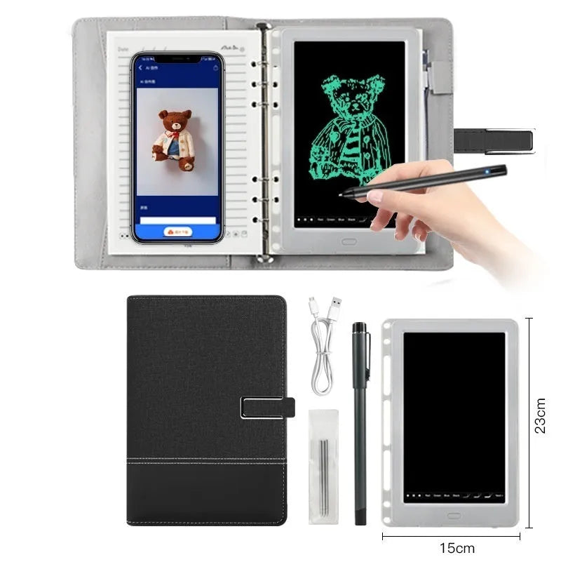 85-inch electronic writing pad with stitching appearance in black, dark blue, or sky blue with smart pen