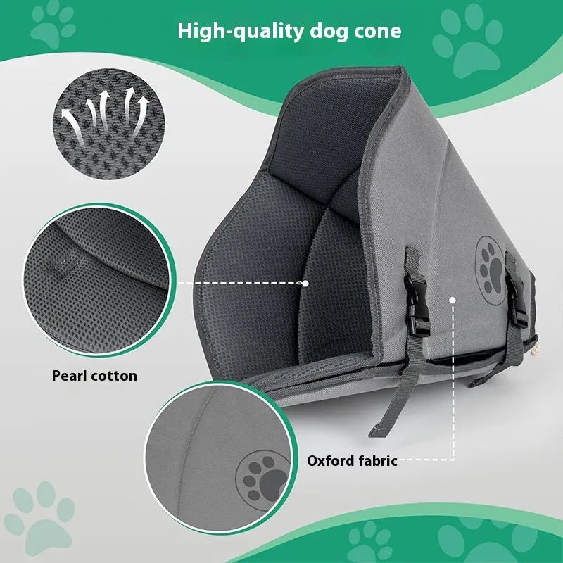 An adjustable polyester pet recovery collar shown in single-layer and double-layer styles.