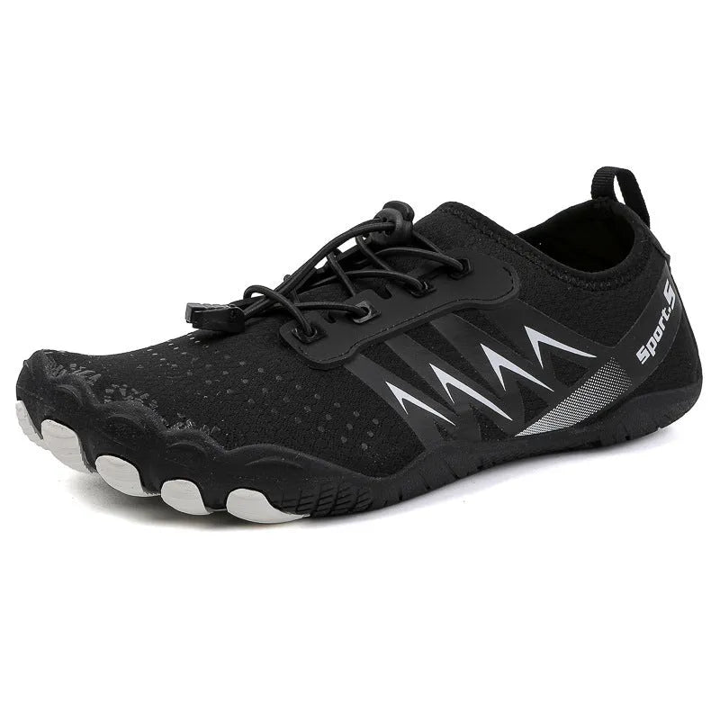 Low-top river tracing shoes with mesh upper in apricot colour with rubber sole