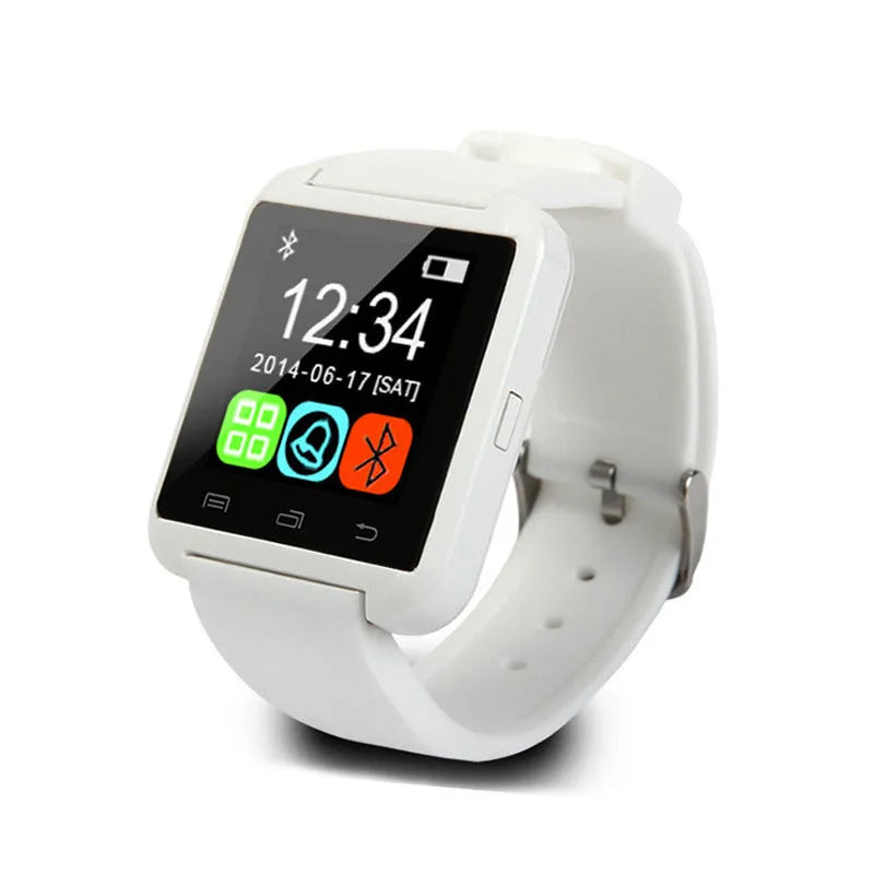 U8 Intelligent Bluetooth smartwatch in black, red or white colours showing phone dialling interface