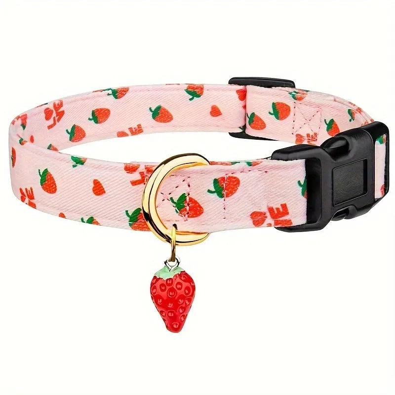 Floral polyester adjustable dog collar for traction in a pink colour, shown on a white background