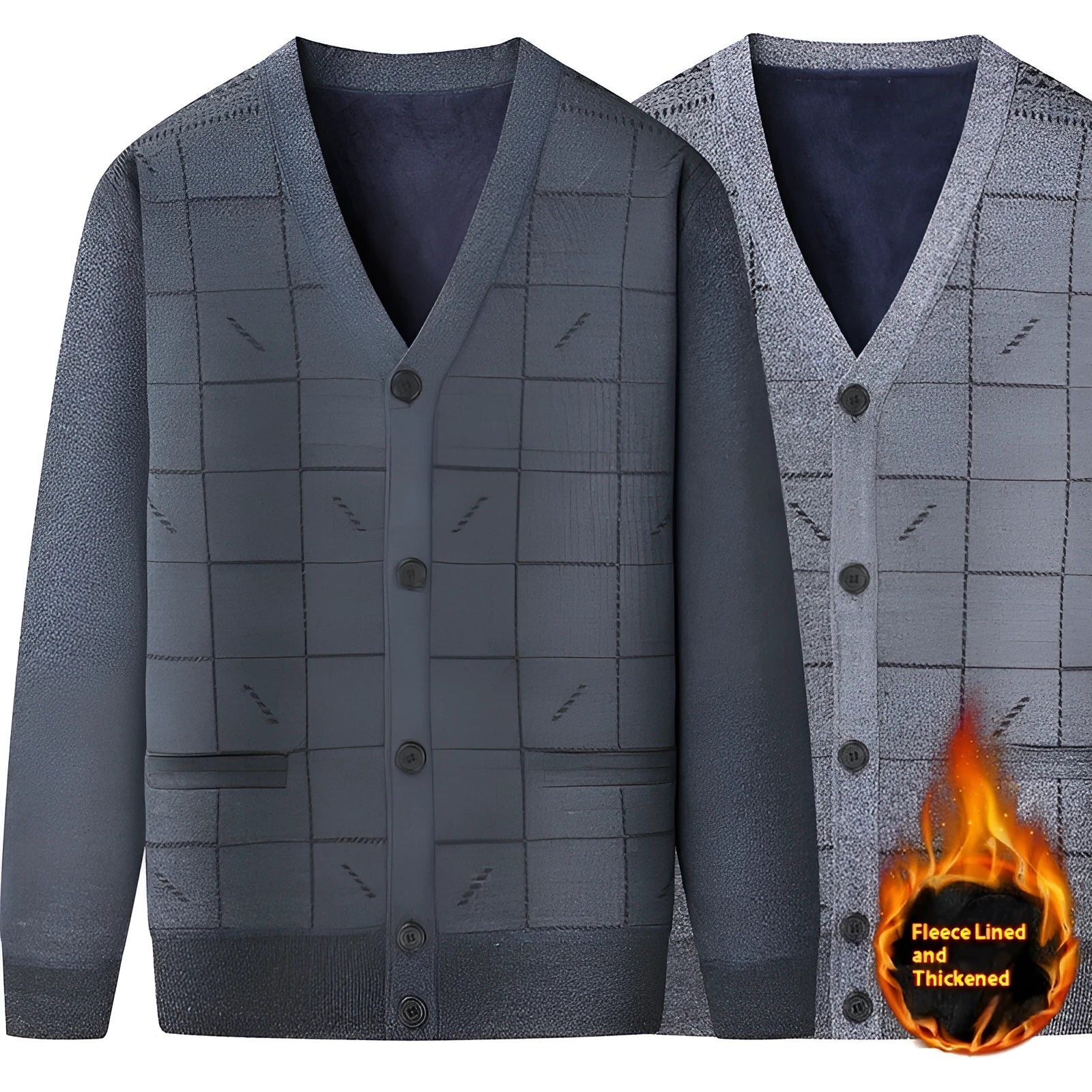 Men's plus size batwing sleeve cardigan in grey with velvet lining, suitable for autumn and winter.