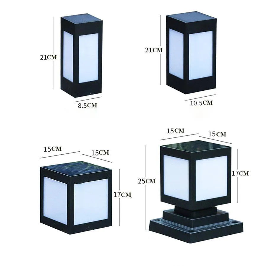 Set of solar-powered waterproof garden lights in various styles for outdoor use.