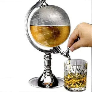 Transparent globe wine decanter on silver stand with 1 litre capacity for alcohol drinks