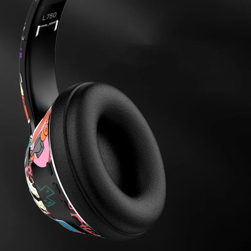 Graffiti wireless Bluetooth headset in black or white colour with head-mounted design