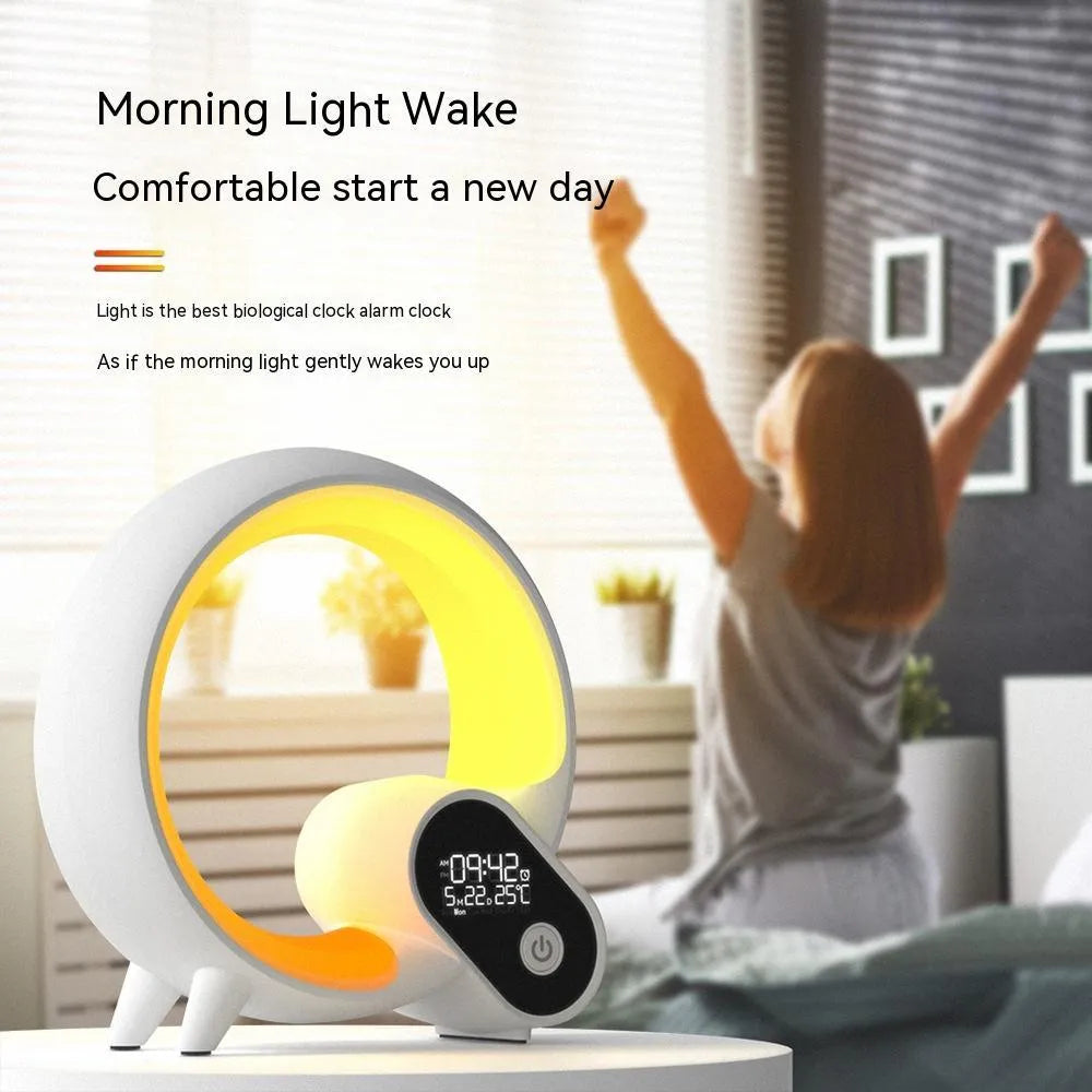 Q Light alarm clock in black or white, 21 x 7.5 cm, with Bluetooth audio and 90 RGBCW light beads