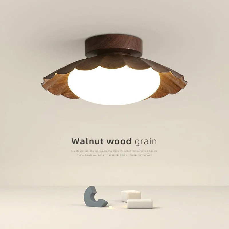 Round 25cm beige mid-ancient silent balcony LED ceiling light with acrylic shade and iron frame