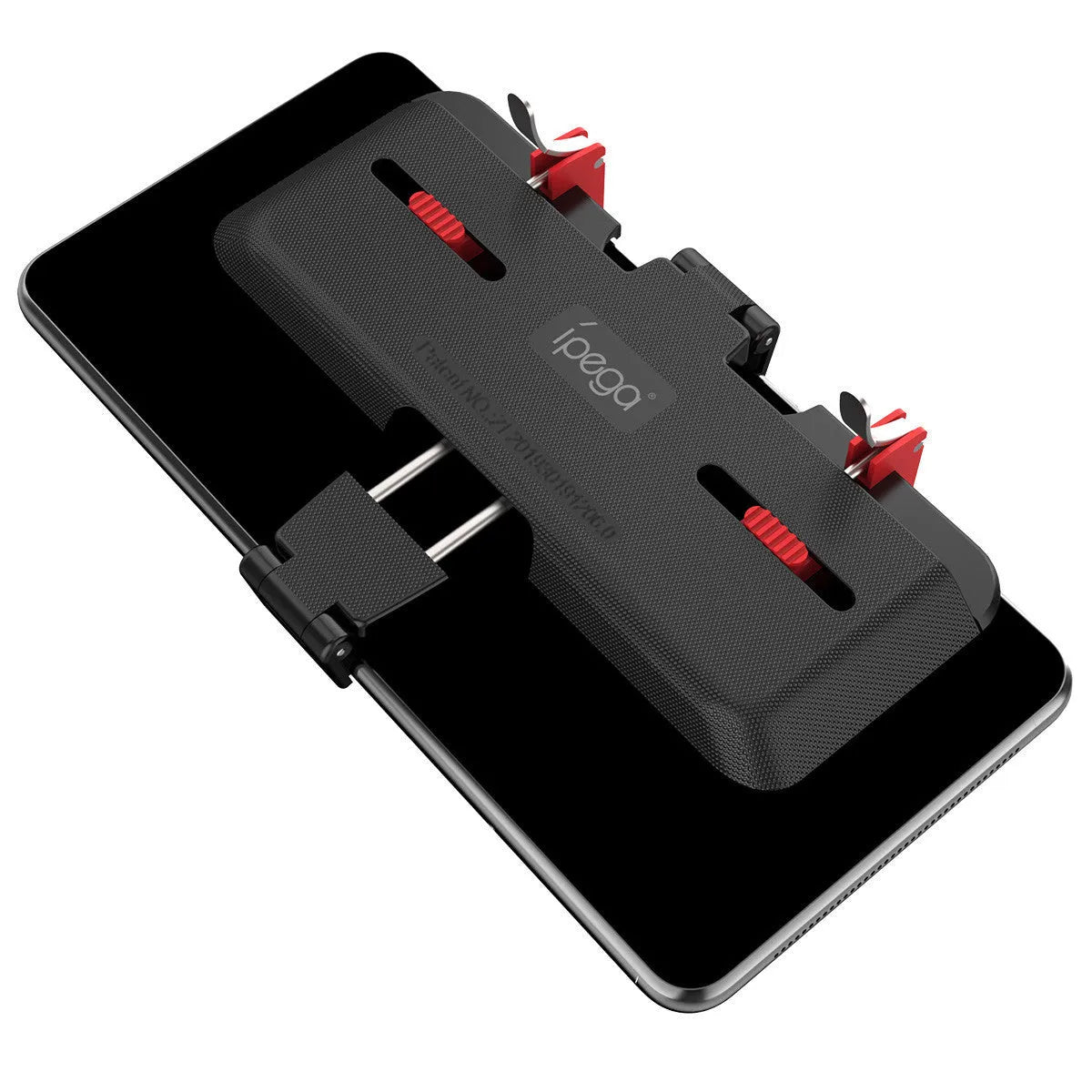 Black mobile gaming trigger handle showing metal trigger and adjustable phone clip