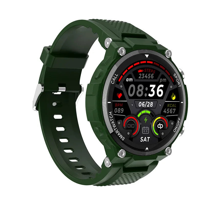 Smartwatch with 1.2 inch touch screen, TPU wristband, black or green, heart rate and sleep monitor