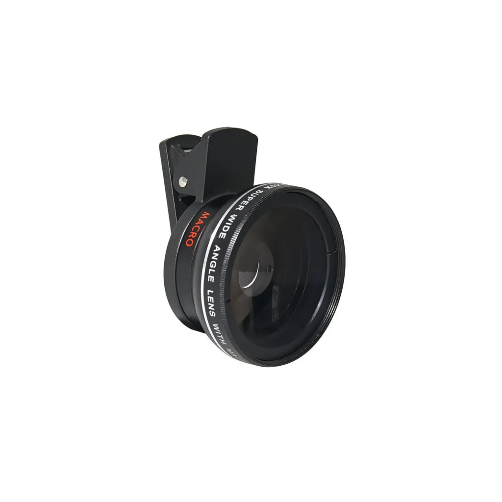 LIEQI 0.45X wide-angle and macro mobile phone camera lens attachment in silver finish