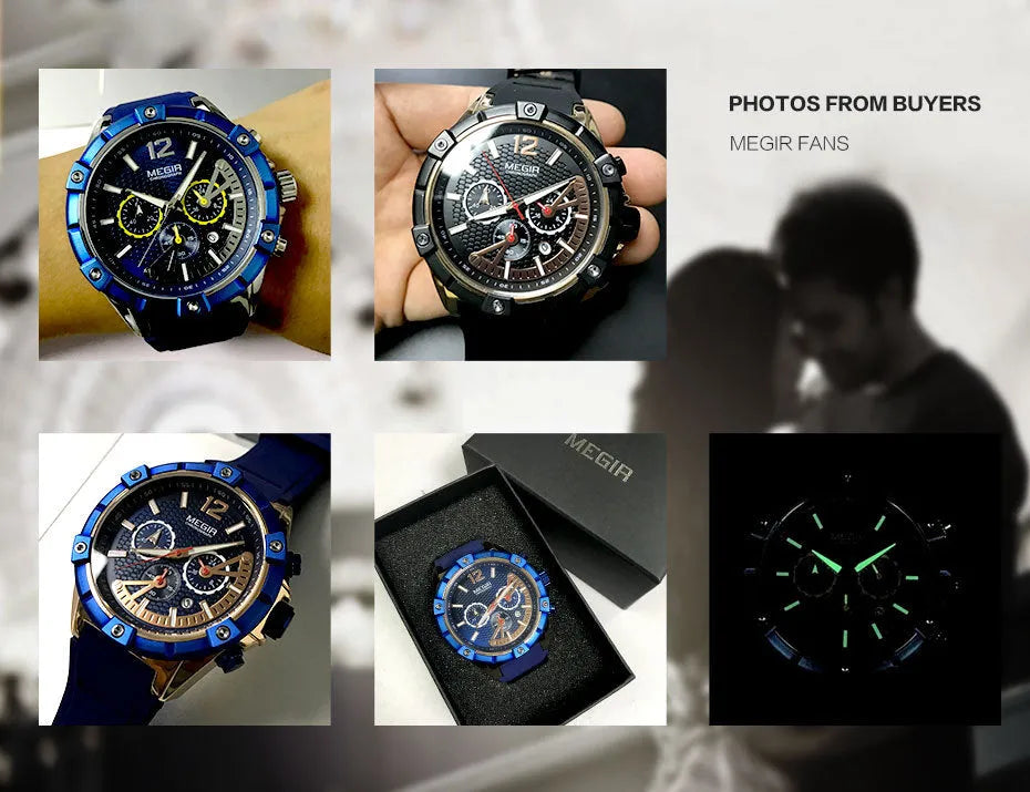 Men's fashion wristwatch with 48mm case, luminous hands, and chronograph dial in rose black finish