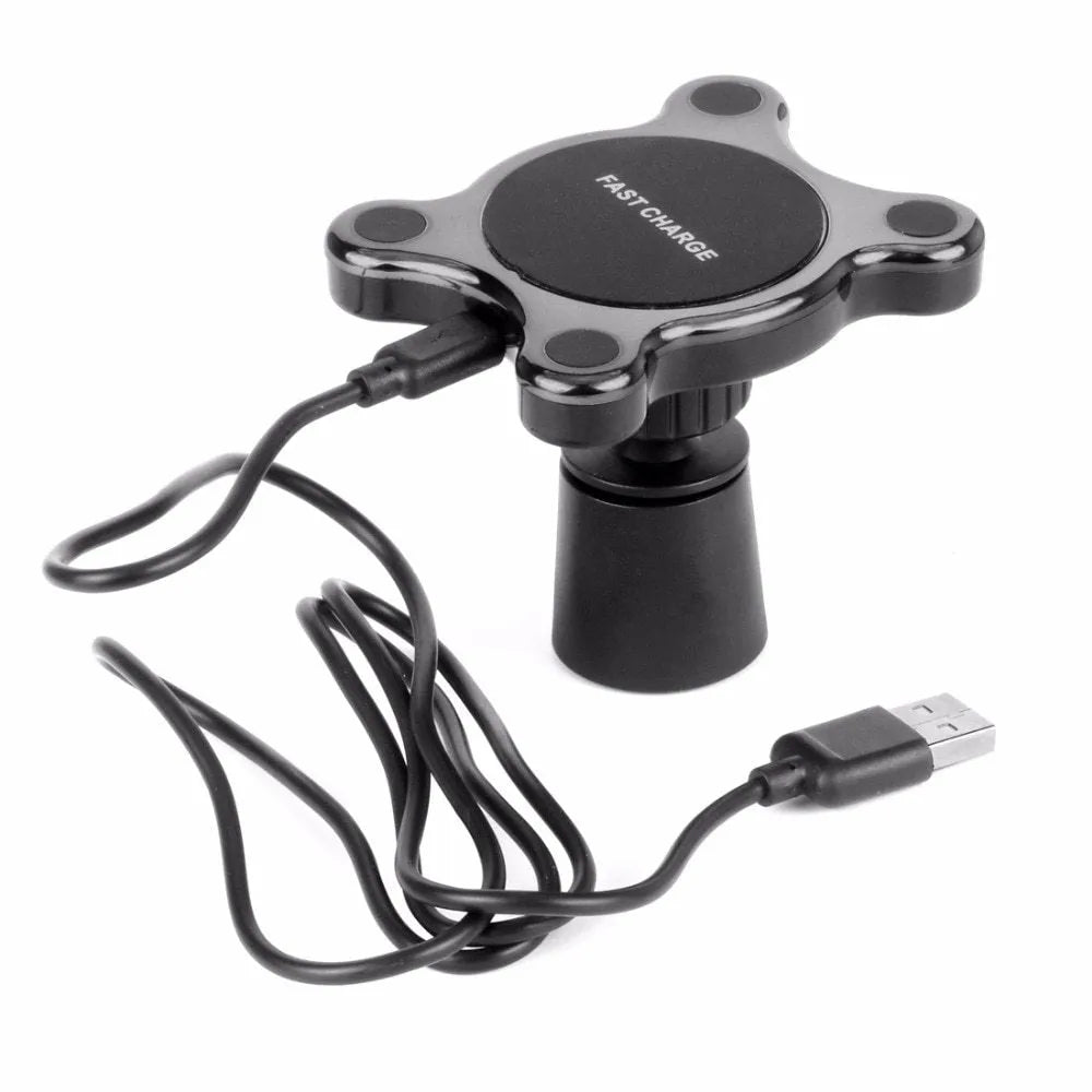 Black ABS metal plating Qi magnetic car mount wireless charger with 360 degree rotation for iPhone Samsung
