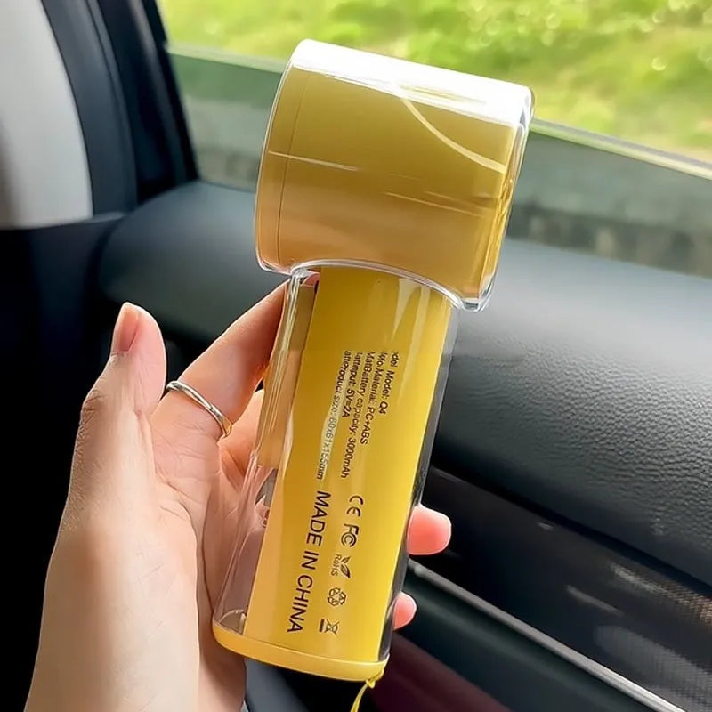 Portable handheld fan with refrigeration ice compress function in black, white or yellow colours