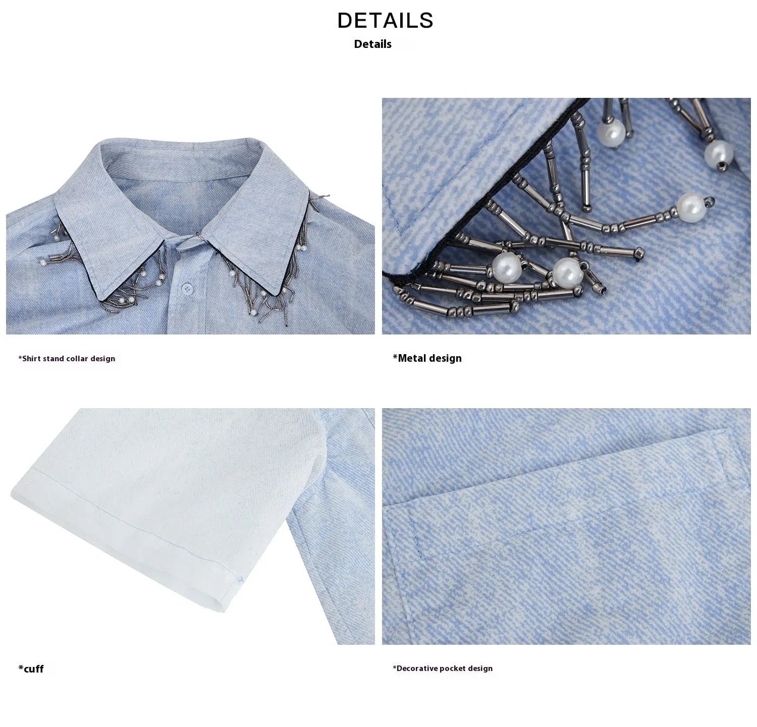 Men's loose fit blue and white gradient short sleeve shirt with quilted texture