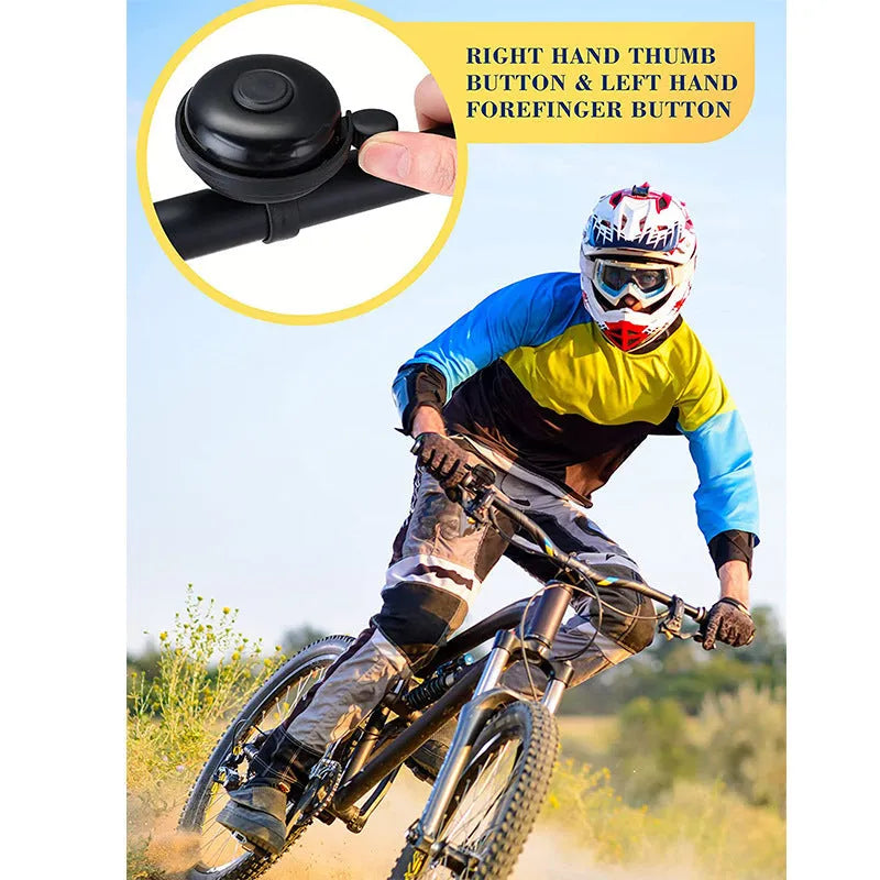 Black ABS flat bicycle bell with 58mm diameter for mountain bike handlebar mounting