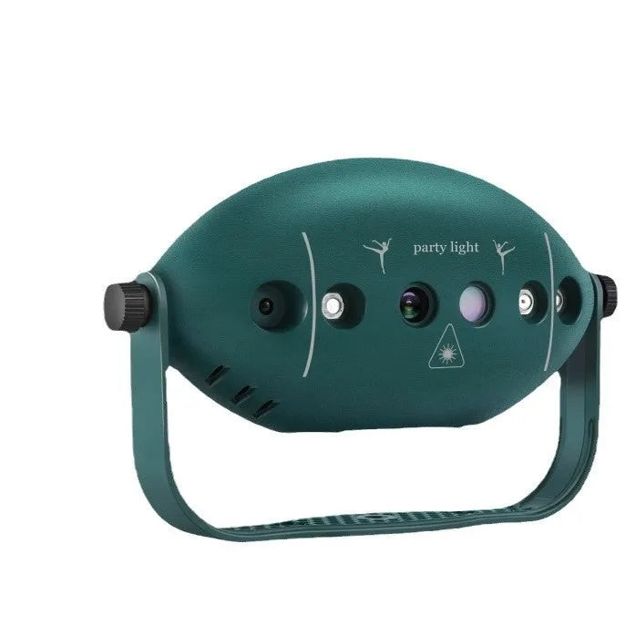 KTV Halloween disco projection lamp with 72 green figures, remote control, and mounting bracket