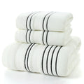 Pure cotton bath towel set with large bath towel and two hand towels in yarn-dyed fabric