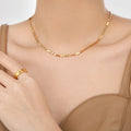 Gold titanium steel hammer pattern personality necklace with adjustable stud chain and Chinese character engraving