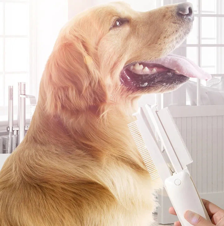 ABS plastic pet grooming brush for cats and dogs in pink and white colour options