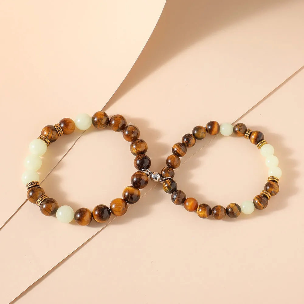 Amber Y552 luminous couple bracelets with geometric patterns in retro fashion style