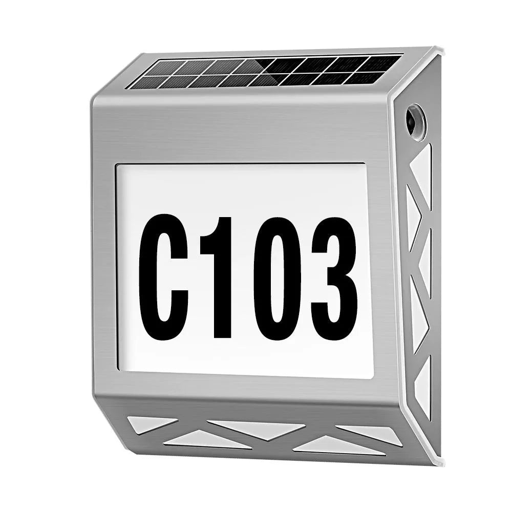 Solar powered waterproof doorplate light with LED digital display for house numbers