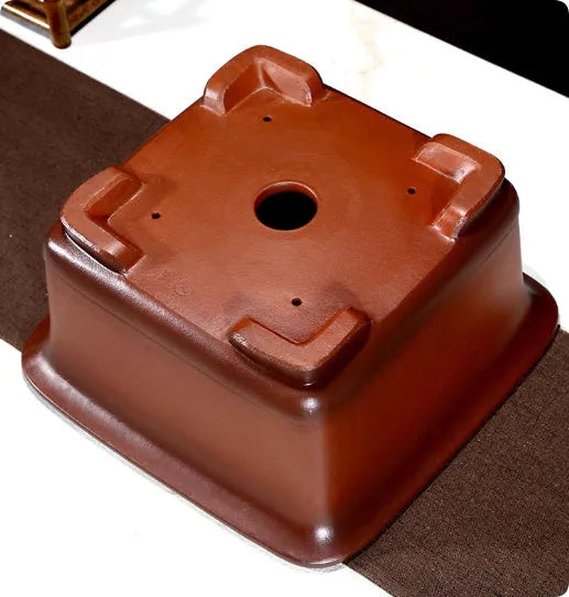 Large purple clay Chinese style flower pot for indoor bonsai and plants