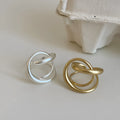 Geometric three-dimensional interlaced matte metal open ring for women in gold or silver finish