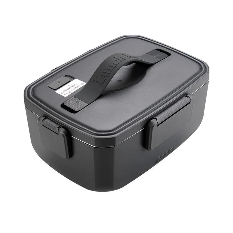 Electric heating lunch box with removable stainless steel liner, 2L capacity, dark green, blue and grey, 260x190x113mm