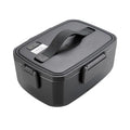 Electric heating lunch box with removable stainless steel liner, 2L capacity, dark green, blue and grey, 260x190x113mm