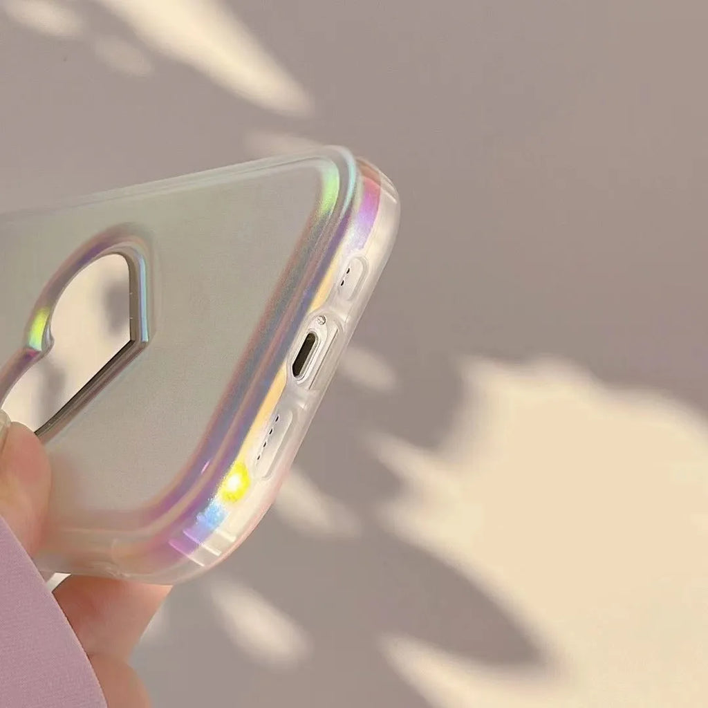 White Laser Love mobile phone case with anti-falling protection, designed for iPhone 11 to 14 series models.
