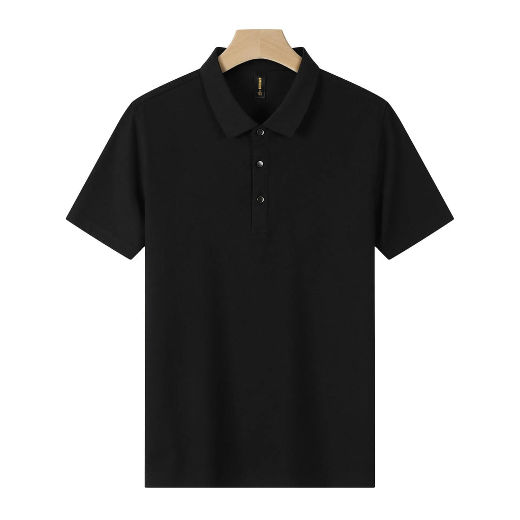 Men's cotton blend regular fit short-sleeved polo shirt in white, black, dark gray, dark blue, red, light blue