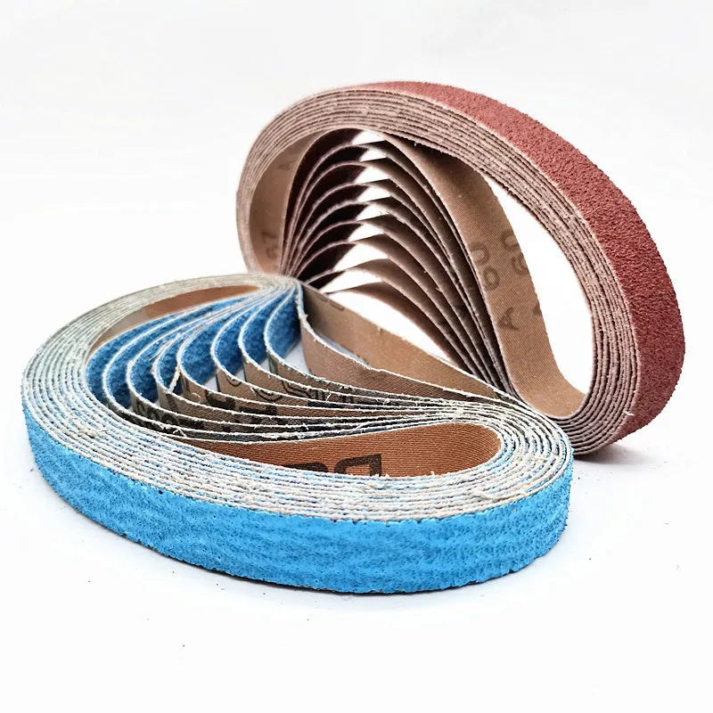 Pneumatic belt sander with 10x330mm alumina sandpaper tape and roll ring for metal polishing