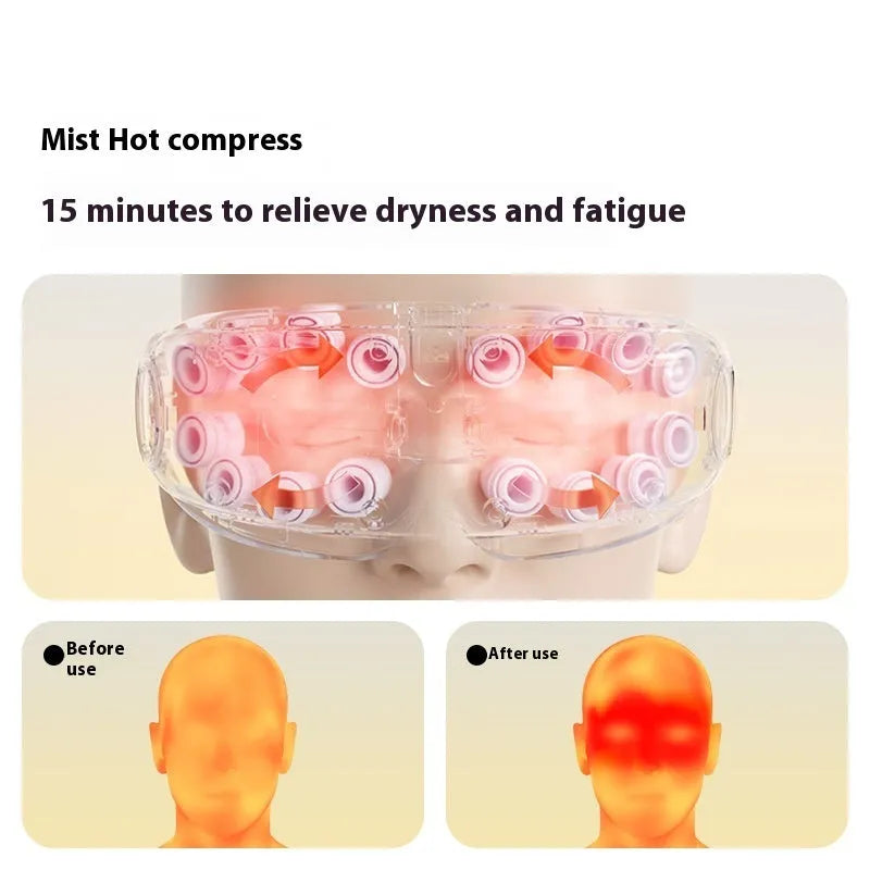 Bluetooth eye steam moisturising hot compress massage instrument in green, ink grey, or purplish grey