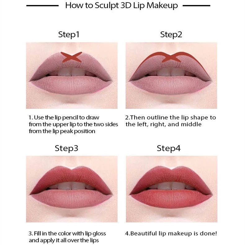 Matte wood effect lip liner pencil in 14 shades showing precise tip for application