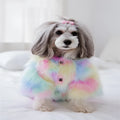 Colourful rainbow little monster pet winter coat in cotton polyester blend, sizes XS to XL
