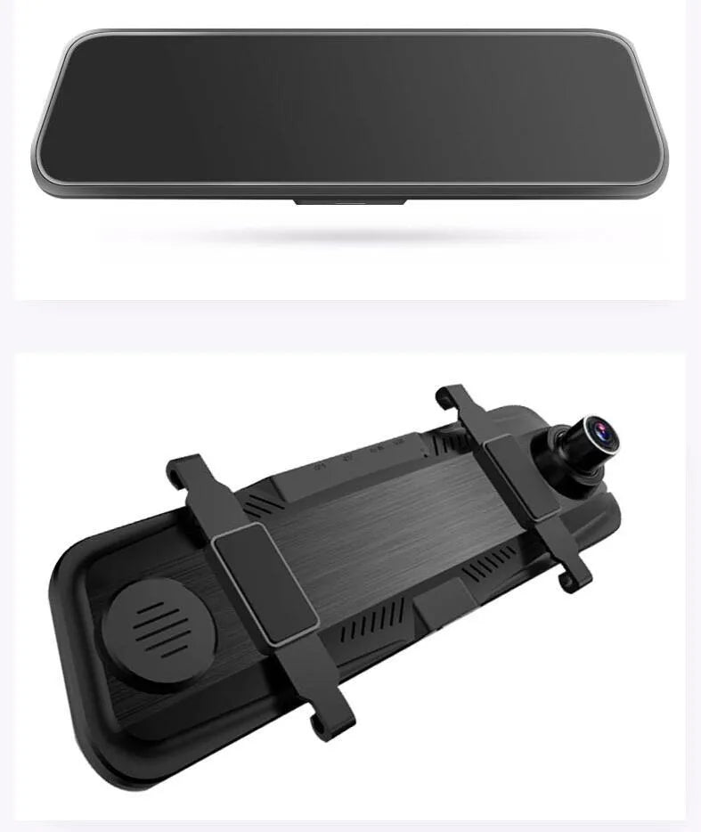 10 inch dual cameras driving recorder with full display screen mounted on car rearview mirror