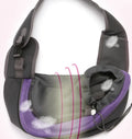 Blue pet backpack carrier for a small dog, showing backpack straps and mesh panel.