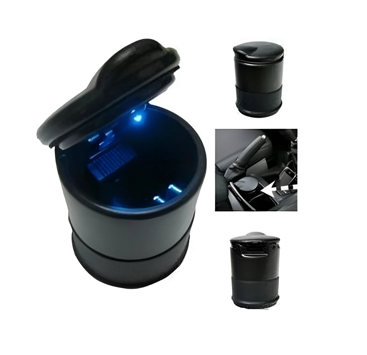 Black covered car ashtray in high flame retardant PBT, high temperature resistant, about 250g, universal fit