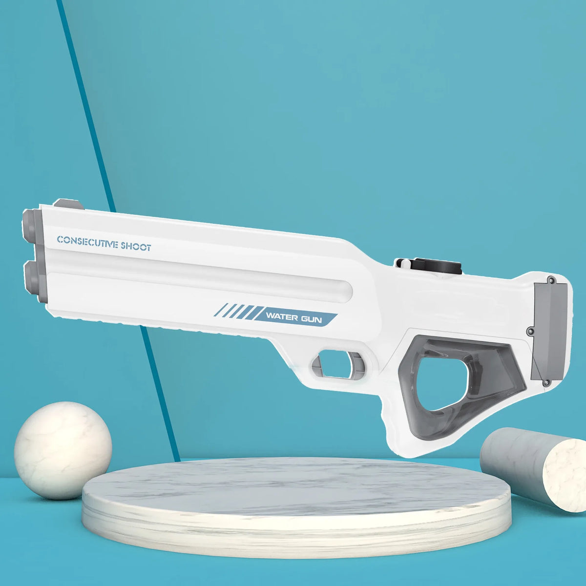 Children's self-priming electric water gun in ocean blue with rechargeable lithium battery and USB charger, 49cm length
