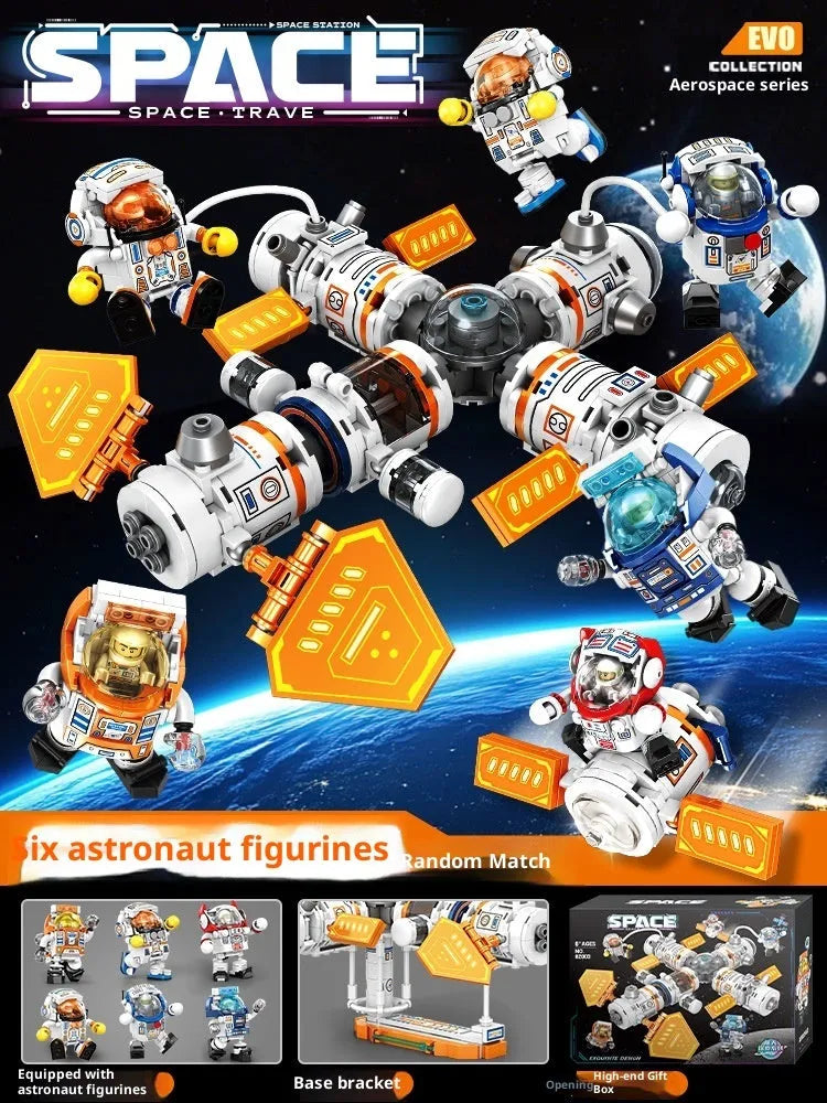 Space dawn earth instrument building blocks toy set with small particle plastic pieces in colour box