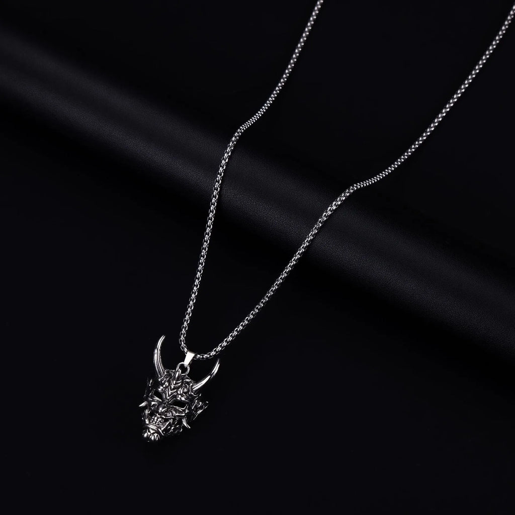 Men's silver-toned vintage necklace with a personalised 40mm alloy pendant on a matching chain.
