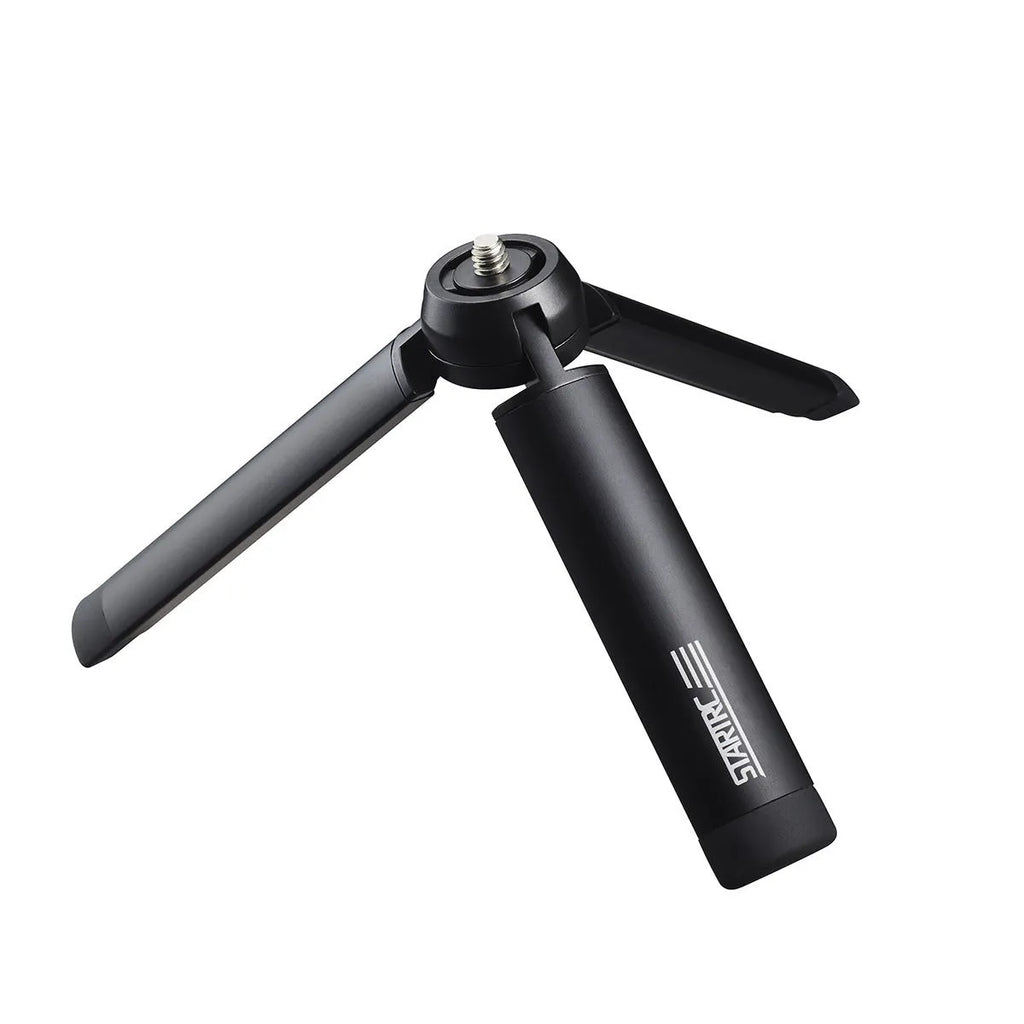 Silver aluminium alloy clip bracket for mounting an Apple iPhone onto a table-top tripod.