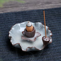 Ceramic reverse flow incense burner with Chinese purple clay crafts design and square base