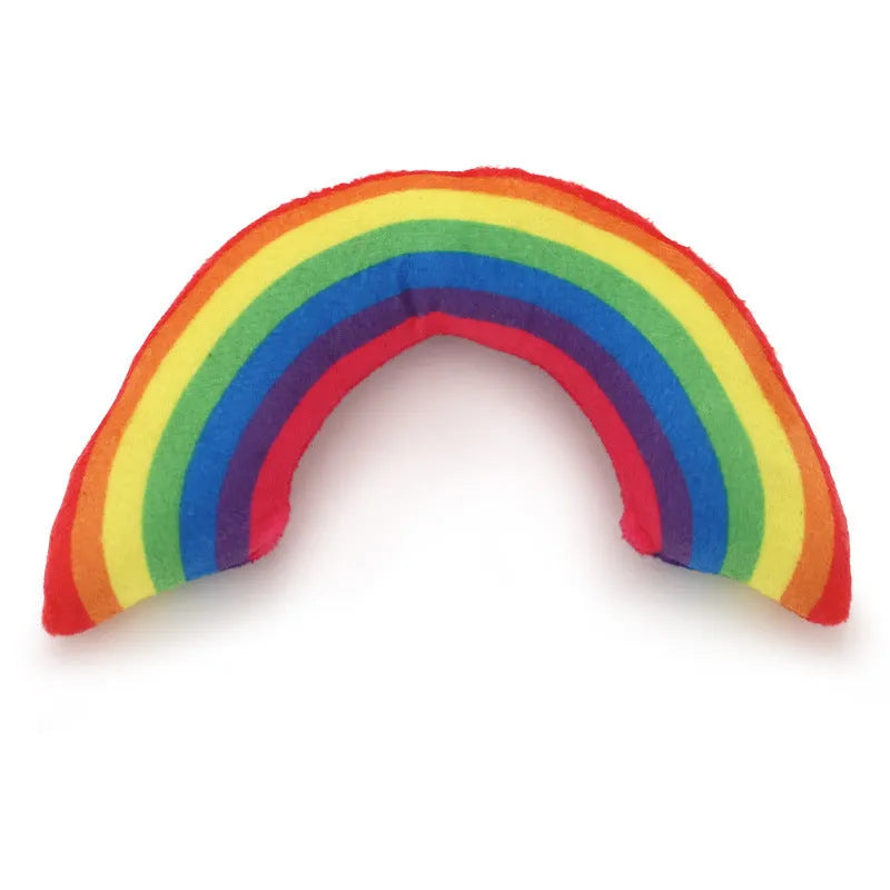 Cat toy set with flannel catnip throw pillow and teasing stick in dark and light colours