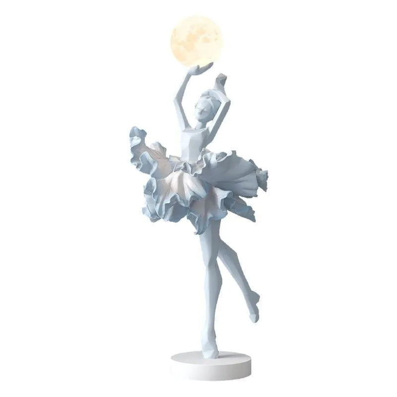 Art Girl modern resin night lamp ornament with USB charging in black gold, white, pink, or light blue colour