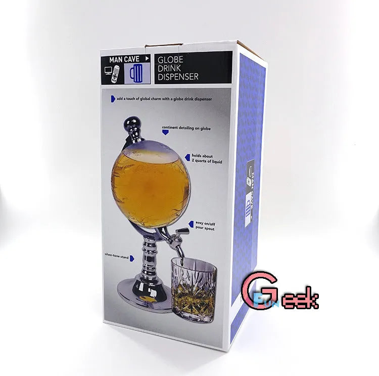 Transparent globe wine decanter on silver stand with 1 litre capacity for alcohol drinks