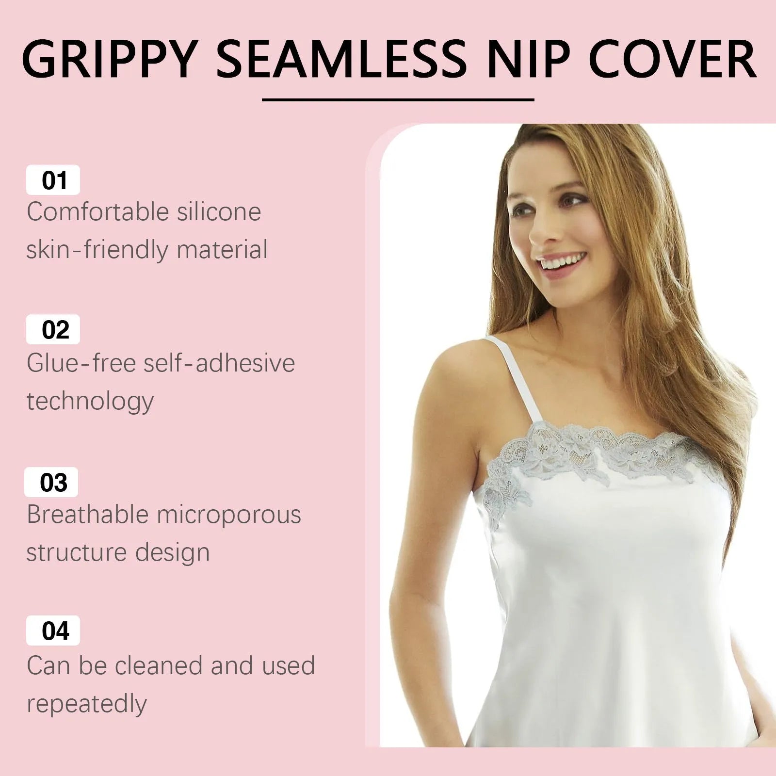 Two adhesive chest patches for invisible coverage under clothing.